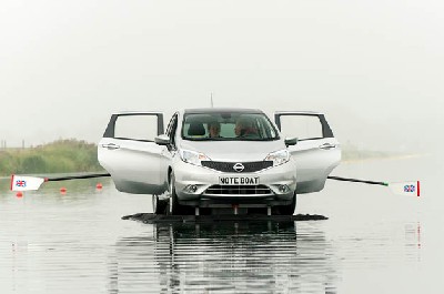 New Nissan Note converted into a rowing boat